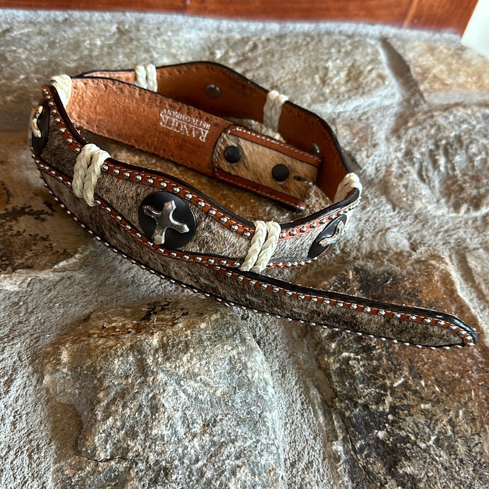 Western cow hide and cross Concho belt size 34